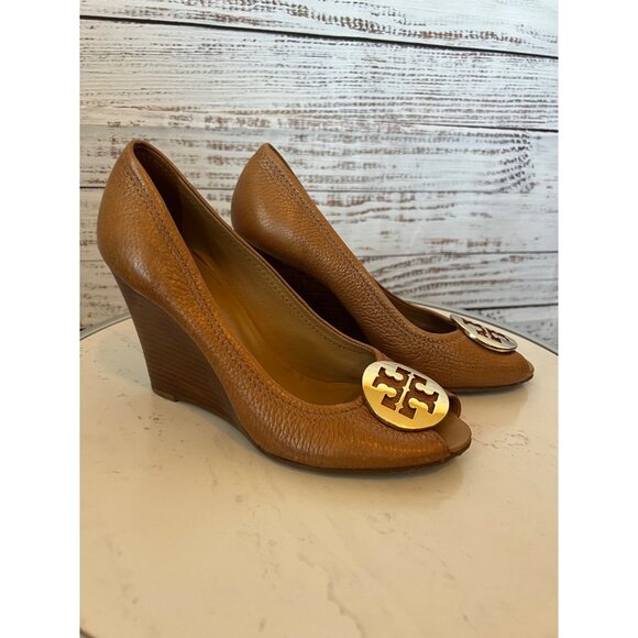 Tory Burch Shoes - TORY BURCH SELMA PEEP TOE WEDGE SHOES